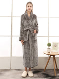 Momentlover Comfortable Solid Bandage Pajama Robe