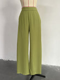 Momentlover Long Sleeves Heaps Collar Printed Shirts Top + High Waisted Pants Bottom Two Pieces Set
