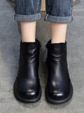 Momentlover Zipper Solid Color Round-Toe Boots