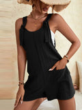 Momentlover Solid Color Sleeveless Loose U-neck Rompers