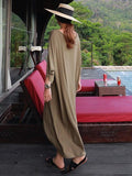 Momentlover Loose Soft Batwing Sleeve Long Dress