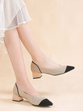 Momentlover Pointed-Toe Contrast Color Shoes Pumps