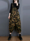 Momentlover Original Camouflage Elasticity Harem Denim Overalls