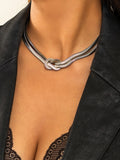 Solid Color Snake Chain Knot Double Layered Necklaces Accessories