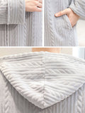 Momentlover Comfortable Hooded Zipper Warm Pajama Robe