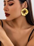 Momentlover Solid Color Hollow Geometric Drop Earrings