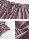 Momentlover Comfortable Drawstring Solid Color Loose Pants