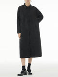 Momentlover Printed Buttoned Asymmetric Loose Long Sleeves Lapel Shirt Dress Midi Dresses