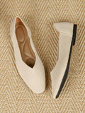 Momentlover Square-Toe Solid Color Shoes Flats