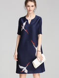 Momentlover Original Elegant Crane Printed Mini Dress