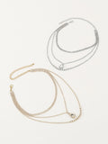 Rhine Stones Layered Normcore Necklaces Accessories