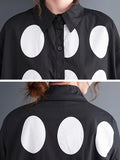 Momentlover Stylish Long Sleeves A-Line Polka Dot Polo Shirt Midi Dresses