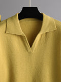 Momentlover Urban Long Sleeves Solid Color Polo Sweater Tops & Wide Leg Pants Two Pieces Set