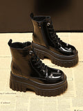 Momentlover Split-Joint Lace-Up Platform Shoes Dr. Martens Boots Boots