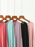 Momentlover Solid Color Modal Plus Size High-Low Long Sleeve Pajamas Dress