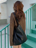 Momentlover Fashion Urban Solid Color PU Shoulder Bag