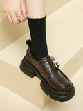 Momentlover Split-Joint Round-Toe Belt Buckle Platform Shoes Mary Janes