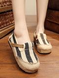 Momentlover Striped Flat Shoes Casual Canvas Shoes
