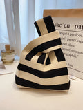 Momentlover Knitting Checkerboard Zebra-Stripe Striped Bags Accessories Handbags