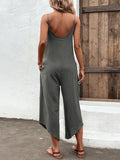 Momentlover Solid Color Wide Leg Sleeveless Spaghetti-Neck Jumpsuits