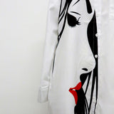 Momentlover Long Sleeves Loose Buttoned Figure Printed Lapel Collar Midi Dresses