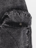 Momentlover Original Cool Denim Split-Joint Square-Neck Overalls
