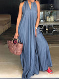 Momentlover Wide Leg Halter-Neck Maxi Dresses