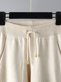 Momentlover Casual Loose Harem Pants Solid Color V-Neck Sweater Tops Pants Two Pieces Set