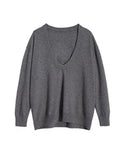 Momentlover Urban Loose Solid Round-Neck Vest Top& V-Neck Sweater Tops& Wide Leg Pants Three-Piece Set