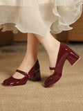 Momentlover Split-Joint Shallow Cut Round-Toe Pumps Mary Janes