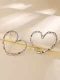 Momentlover Solid Color Hollow Heart Shape Geometric Drop Earrings
