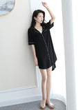 Momentlover Casual V-Neck Button Modal Short Pajamas