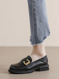 Momentlover Split-Joint Round-Toe Platform Shoes Loafers