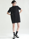 Momentlover Original Solid Color Detachable Falbala Black Mini Dress