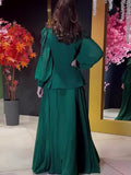 Momentlover Wrap Chains Solid Color Shirts Tops&Skirts Two Pieces Set