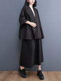 Momentlover Casual Buttoned Cardigan Top&Elasticity Skirt 2 Pieces Set