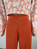 Momentlover Flower Print Long Sleeves Hollow Mock Neck Shirts Top + High Waisted Pants Bottom Two Pieces Set