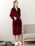 Momentlover Comfortable Solid Bandage V-Neck Pajama Robe