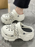 Momentlover Round-Toe Hollow Slider Sandals Platform Shoes Crocs