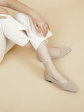 Momentlover V-Cut Square-Toe Split-Joint Solid Color Flat Shoes