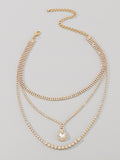Rhine Stones Layered Normcore Necklaces Accessories
