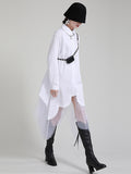 Momentlover Urban Loose Split-Joint Lapel Long Sleeves Midi Dress