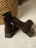 Momentlover Zipper Square-Toe Split-Joint Boots