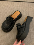 Momentlover Round-Toe Slippers&Mules Platform Shoes Loafers