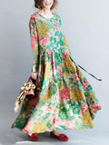 Momentlover National Style Flower Printed Long Dress
