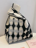 Momentlover Woven Rhombic Contrast Color Handbag Bags