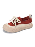 Momentlover Lace-Up Contrast Color Platform Shoes Casual Shoes