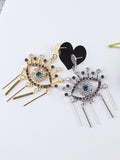 Momentlover Tasseled Rhine Stones Eye Shape Drop Earrings