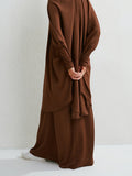 Momentlover Muslim Batwing Sleeves Long Sleeves Solid Color High Neck Shirts Top + Skirts Bottom Two Pieces Set