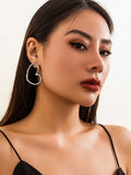 Momentlover Solid Color Hollow Heart Shape Geometric Drop Earrings